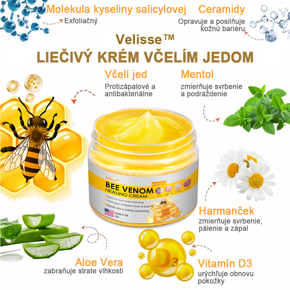 2024 NOVINKA Velisse™ Pleťový krém s včelím jedom(🧑⚕️Odporúča sa AAD), na odstránenie bradavíc, akné a jaziev – lieči viaceré kožné stavy