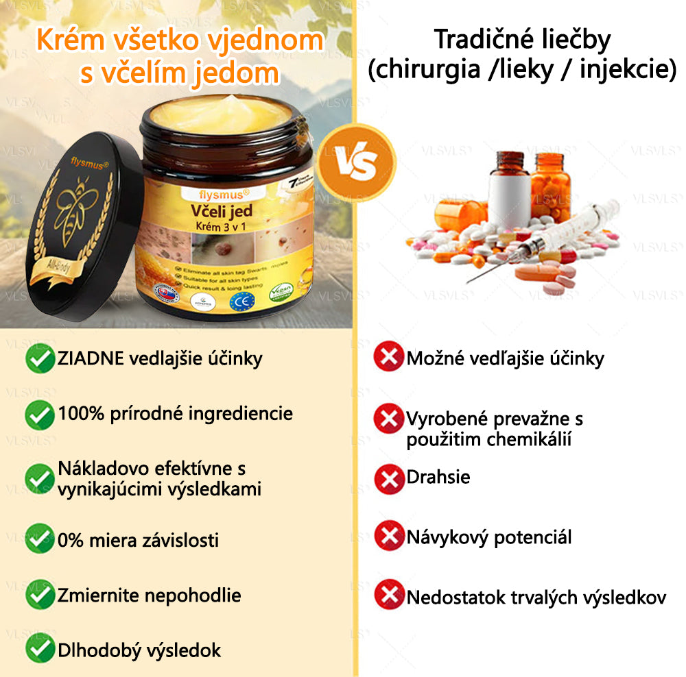 ✅flysmus® Silný krém s včelím jedom – Odporúčaný dermatologickými odborníkmi. Účinný proti bradaviciam, hrčkám, léziám, infekciám a jazvám.🐝