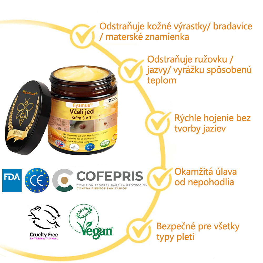 ✅flysmus® Silný krém s včelím jedom – Odporúčaný dermatologickými odborníkmi. Účinný proti bradaviciam, hrčkám, léziám, infekciám a jazvám.🐝