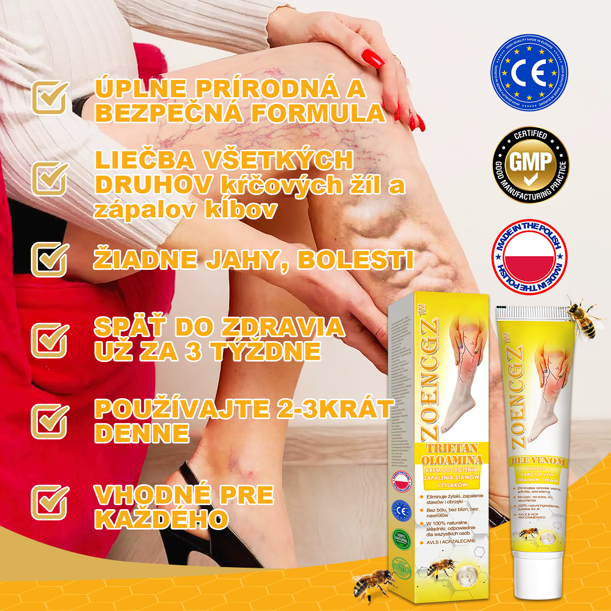 🏆🌈[✨Oficiálny obchod značky✨]Zoencgz™ Krém na liečbu artritídy a kŕčových žíl so včelím jedom（AVLS & ACR RECOMMENDS）